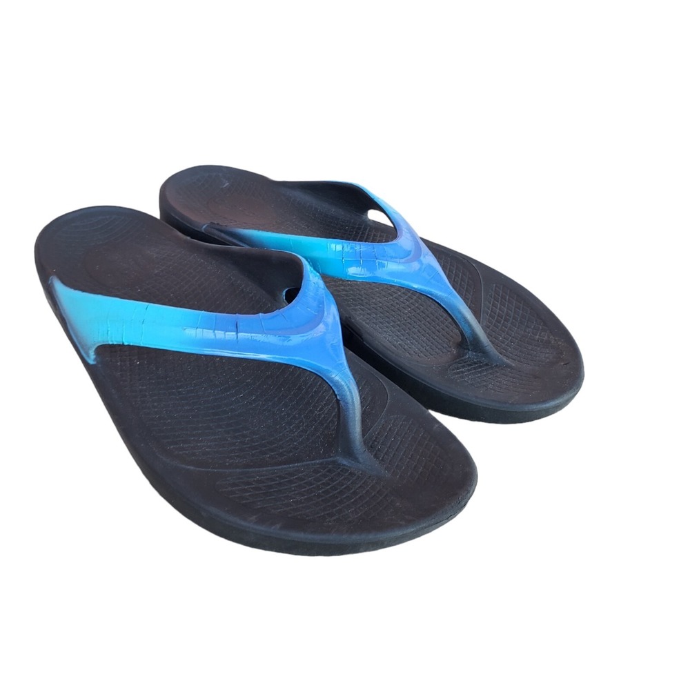 Oofos Womens Size 11 Blue Comfort Recovery Flip Flops Thong Sandals NOTE